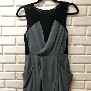 Sheer Grey + Black Casual Cocktail Dress w/ Pockets
